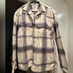 Abercrombie & Fitch Cream and Gray Checkered Shirt Flannel Jacket